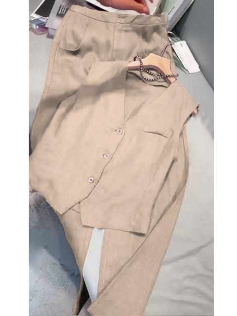 Women's Cotton And Linen Casual Vest and Pants Set