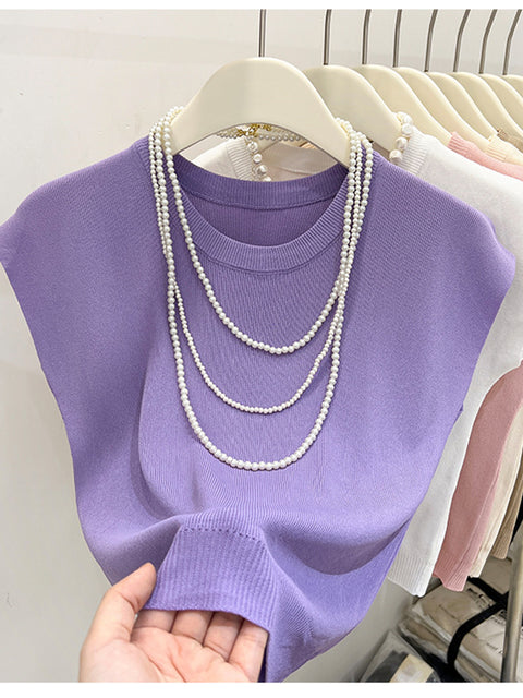 Women's Casual Slim Fit Round Neck Sleeveless Top