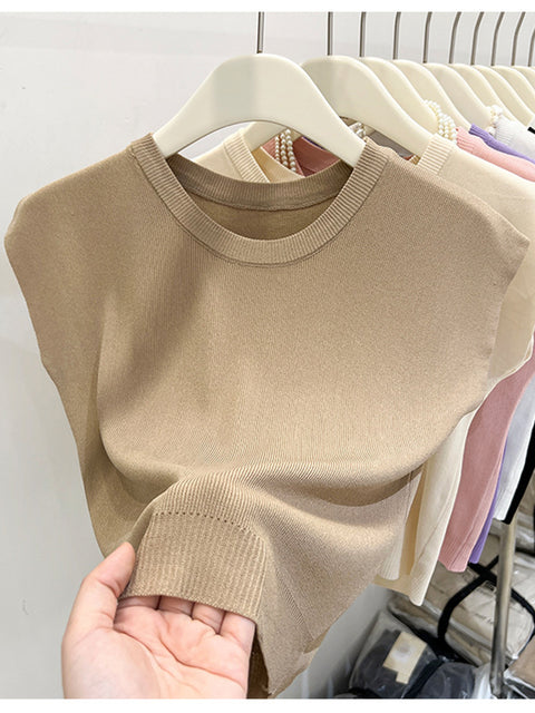 Women's Casual Slim Fit Round Neck Sleeveless Top
