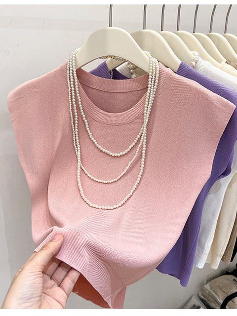 Women's Casual Slim Fit Round Neck Sleeveless Top