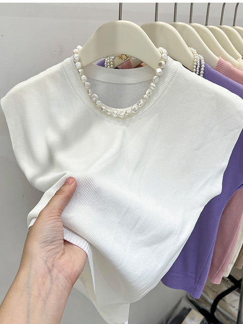 Women's Casual Slim Fit Round Neck Sleeveless Top